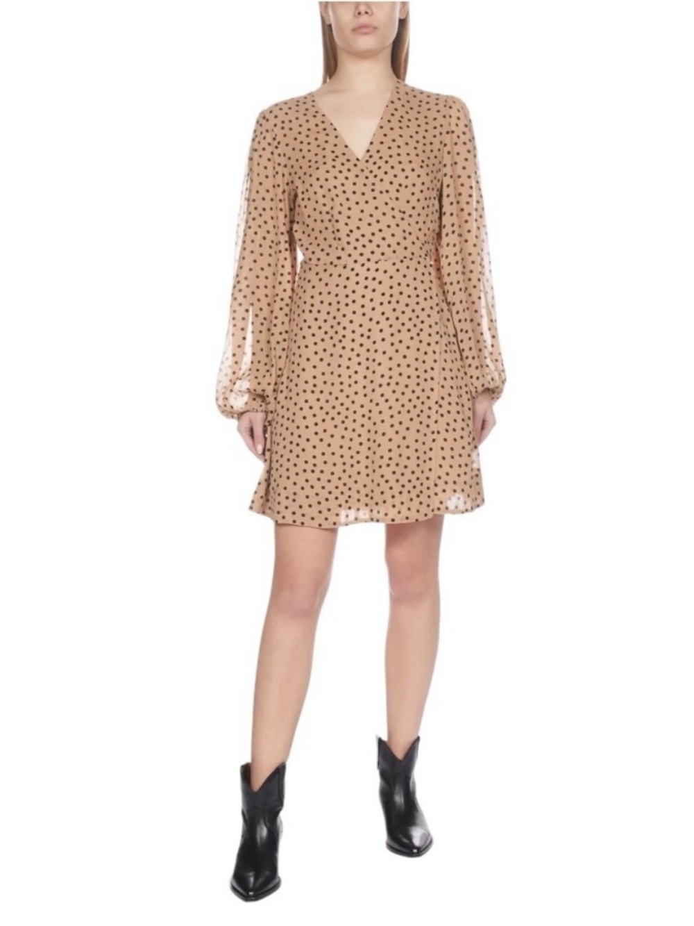 Ganni Beige Polka Dot Mini Dress - Size 36